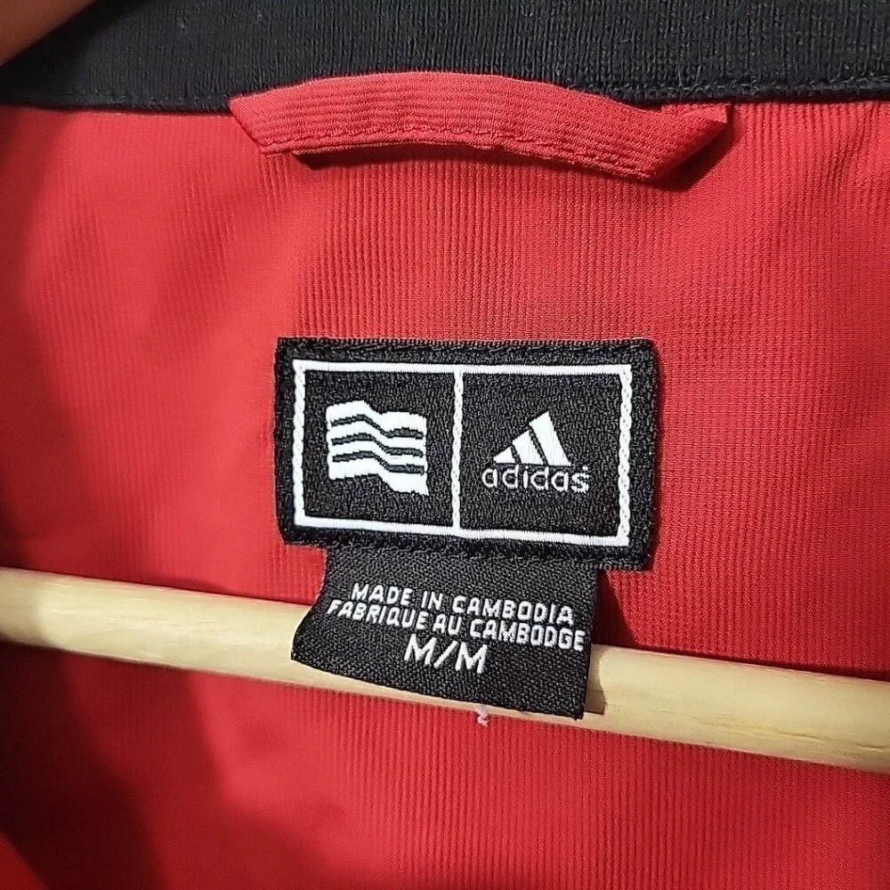 Adidas‎ ClimaProof Track Jacket Red Windbreaker Mens M Convertible Arms Pullover